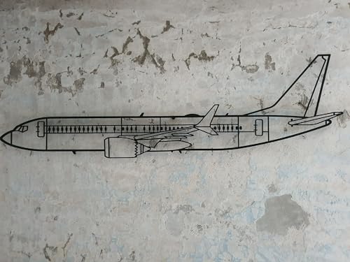 Aircraft Sketches Boeing 737 MAX, Wanddeko Metall Schwarz, Metall Flugzeug Wanddekoration, Wanddekoration, Flugzeug, Wanddeko, Flugzeugmodell, 3D Wanddekoration, Moderne Wanddekoration von Aircraft Sketches