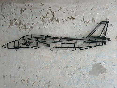 Aircraft Sketches F-14 Tomcat, Wanddeko Metall Schwarz, Metall Flugzeug Wanddekoration, Wanddekoration, Flugzeug, Wanddeko, Flugzeugmodell, 3D Wanddekoration, Moderne Wanddekoration von Aircraft Sketches