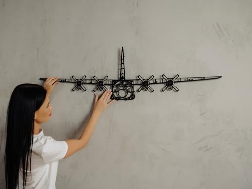 Aircraft Sketches C-130 Hercules, Wanddeko Metall Schwarz, Metall Flugzeug Wanddekoration, Wanddekoration, Flugzeug, Wanddeko, Flugzeugmodell, 3D Wanddekoration, Moderne Wanddekoration von Aircraft Sketches