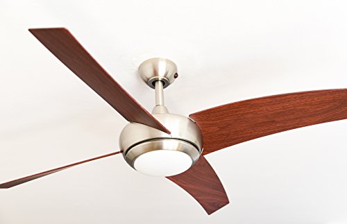 AireRyder Deckenventilator Borealis mit Beleuchtung und Fernbedienung, Gehäuse Satin Nickel, Flügelfarbe Walnuss, 122 cm von aireRyder