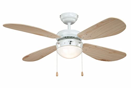 AireRyder Deckenventilator mit Beleuchtung Classic, Gehäuse weiß, Flügelfarbe Pinie, 105 cm von AireRyder