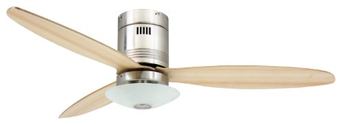 AireRyder Deckenventilator mit Beleuchtung und Fernbedienung Aero - 132 cm, für Räume bis zu 25m², Silber von AireRyder