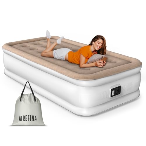 Airefina Luftbett 1 Person mit Eingebauter Pumpe, Luftbett Selbstaufblasend Matratze in 2,5 Minuten, Tragbare Gästebett Aufblasbar, Luftmatratze für Camping und Zuhause –190 × 99 × 40 cm von Airefina