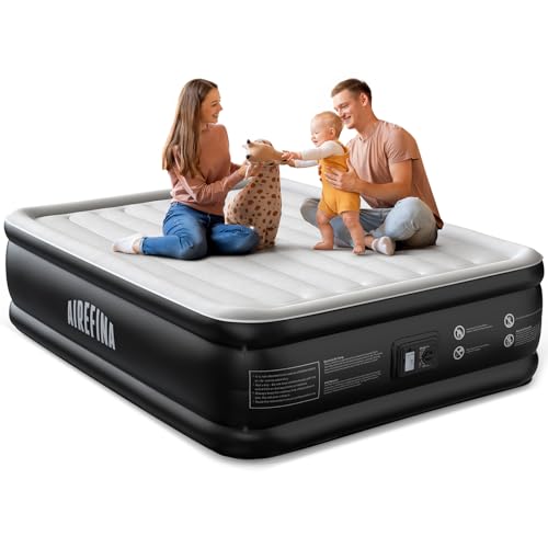 Airefina Luftbett 2 Personen, Luftmatratze Selbstaufblasend mit Eingebauter Elektrischer Pumpe, Premium Gästebett, Aufblasbare Matratze für Camping &Heimgebrauch - 203 x 152 x 46cm von Airefina