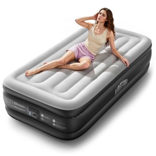 Airefina Luxus Luftbett 1 Person, Aufblasbare Matratze mit Eingebauter Pumpe, Luftmatratze Selbstaufblasend in 2~3 Minuten, Luftbett für Gästebett Camping & Heimgebrauch -190 × 99 × 46cm von Airefina