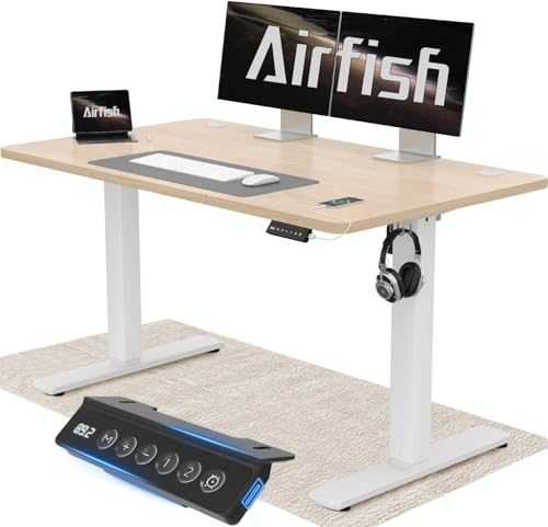 Airfish Höhenverstellbarer Schreibtisch 120x60cm mit USB-Buchse, Schreibtisch Höhenverstellbar Elektrisch mit Memory Funktion, 73-118cm,Beige Airfish Höhenverstellbarer Schreibtisch 120x60cm mit USB-Buchse, Schreibtisch Höhenverstellbar Elektrisch mit Memory Funktion, 73-118cm,Beige von Airfish