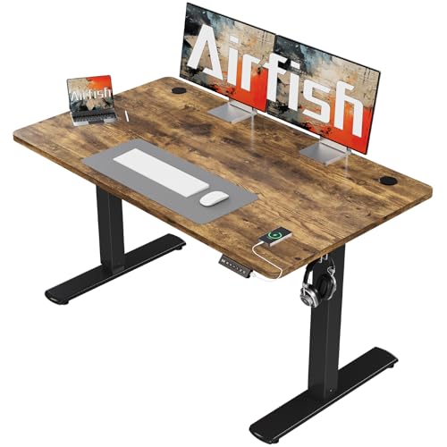 Airfish Höhenverstellbarer Schreibtisch Elektrisch 120x60cm mit USB-Buchse, Elektrischer Schreibtisch mit Memory Funktion, 73-118cm,Braun Airfish Höhenverstellbarer Schreibtisch Elektrisch 120x60cm mit USB-Buchse, Elektrischer Schreibtisch mit Memory Funktion, 73-118cm,Braun von Airfish