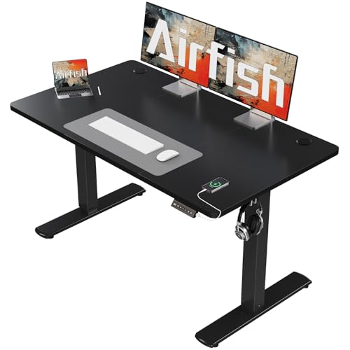 Airfish Elektrischer Höhenverstellbarer Schreibtisch 120x60cm mit USB-Buchse, Memory Funktion, 73-118cm, Schwarz von Airfish
