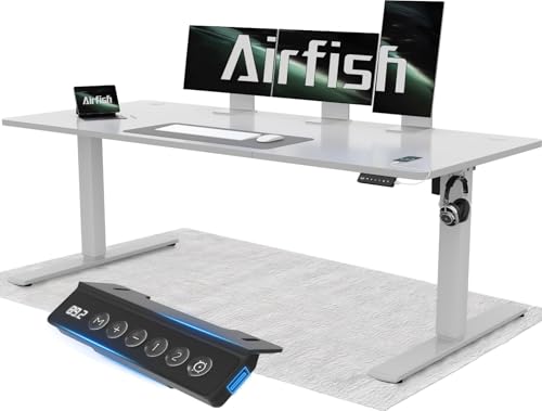 Airfish Höhenverstellbarer Schreibtisch 180x80cm mit USB-Buchse, Schreibtisch Höhenverstellbar Elektrisch mit Memory Funktion, 73-118cm,Grau von Airfish