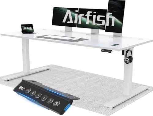 Airfish Höhenverstellbarer Schreibtisch 180x80cm mit USB-Buchse, Schreibtisch Höhenverstellbar Elektrisch mit Memory Funktion, 73-118cm,Weiß von Airfish