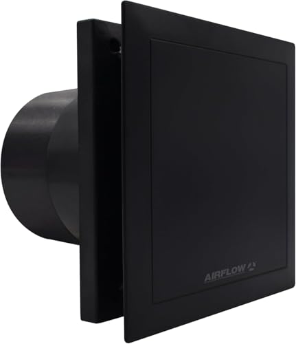 Airflow® QT100 T Schwarz Badezimmer Abluftventilator - German Engineered, QuietMark zertifiziert, Ultra Leise 25 dB, Energieeffizient, Autostart & Einstellbarer Timer, 2-Gang-Betrieb, IP45, 3 Jahre von Airflow
