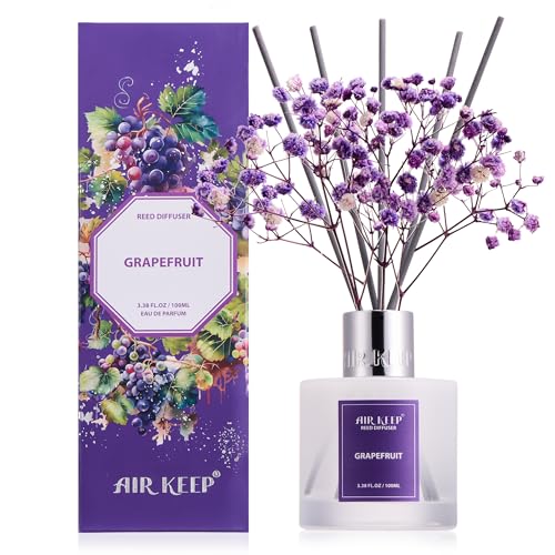 Airkeep Raumduft Grapefruit Duft, Reed Diffuser mit 8 Duftstäbchen, Lufterfrischer für Badezimmer, Wohnung, Heimdekoration, 100ml von Airkeep