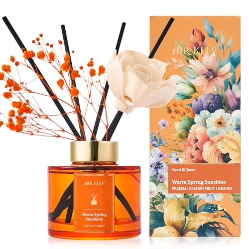 Airkeep Raumduft Warm Spring Sunshine, Rose Reed Diffuser Set 150ml, Raumduft mit Stäbchen, Lufterfrischer Für Badezimmer, Wohnung, Heimdekoration von Airkeep