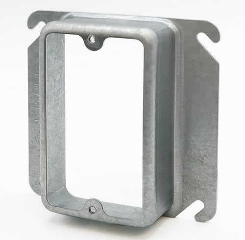 1-1/4 Zoll erhöhte Schlammringe, quadratische Geräteabdeckung, 1-Gang-Steckdosenabdeckung, 10,2 x 10,2 cm, Metall-Steckdosenabdeckung, Gipsring, mit abgewinkelten Befestigungsschlitzen, Auslassplatten von Airmont Products
