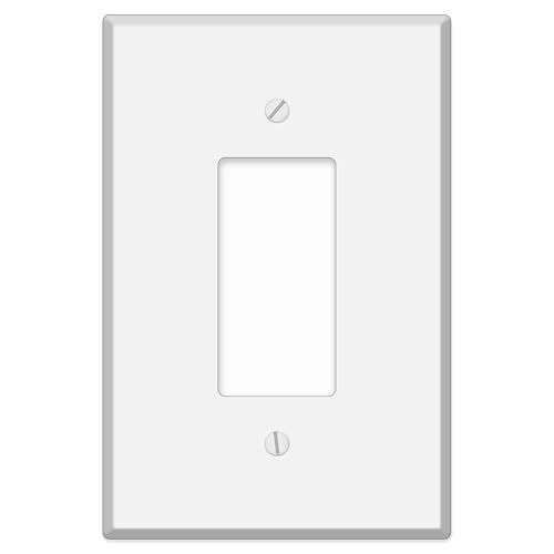 1-Gang Übergroße weiße Metall-Wippschalter-Wandplatte, 8,9 x 14 cm, Jumbo-FCI-Steckdosenabdeckung, robuster, korrosionsbeständiger lackierter Stahl mit passenden Schrauben, universelle Passform von Airmont Products