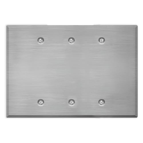 3-Gang übergroße Edelstahl-Wandplatten, blanko, 14 x 19 cm, dekorative Abdeckungen für ungenutzte Elektrokästen, deckt leere Räume ab, 3-fach-übergroße Metall-Blindblende von Airmont Products