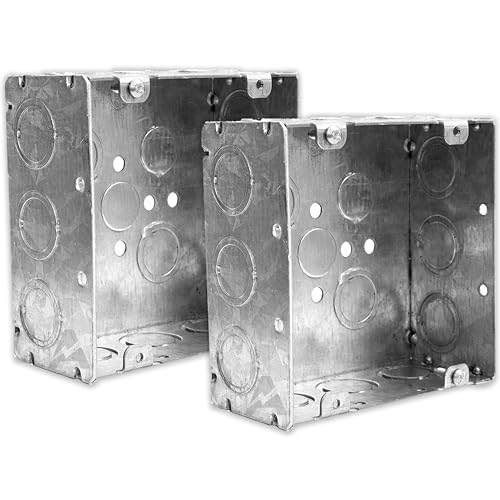 Quadratische Elektrodose, geschweißte Metall-Abzweigdose, EKO-Knockouts, 11,4 cm, Stahl-Elektrobox, 5,4 cm tief mit erhöhtem Boden, extra Platz für industrielle Anwendungen, 2 Stück von Airmont Products