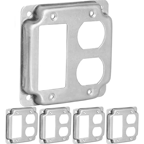 Wipp-/Duplex-Elektrokastenabdeckung – 10,2 cm quadratischer verzinkter Stahl, 1,27 cm erhöht, freiliegende Arbeit – für Wippen, GFCI, Steckdosen und Buchsen – passend für 10,2 cm Abzweigdosen, 5 Stück Wipp-/Duplex-Elektrokastenabdeckung – 10,2 cm quadratischer verzinkter Stahl, 1,27 cm erhöht, freiliegende Arbeit – für Wippen, GFCI, Steckdosen und Buchsen – passend für 10,2 cm Abzweigdosen, 5 Stück von Airmont Products