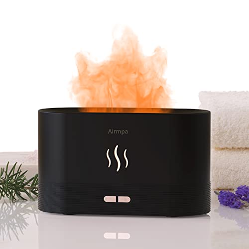 Airmpa Aroma Diffuser Mit Flammen Effekt,180ml Aroma Diffuser,Luftbefeuchter Aroma Diffuser,Diffusor Für ätherische Öle, Kann ätherisches Aromaöl Hinzufügen (Schwarz) von Airmpa