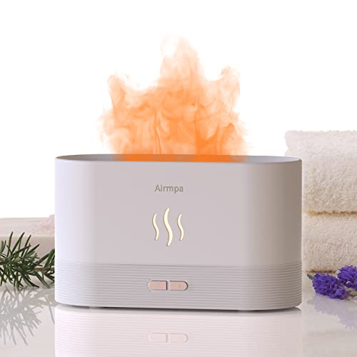 Aroma Diffuser Mit Flammen Effekt,180ml Aroma Diffuser,Luftbefeuchter Aroma Diffuser,Diffusor Für ätherische Öle, Kann ätherisches Aromaöl Hinzufügen(Weiß) von Airmpa