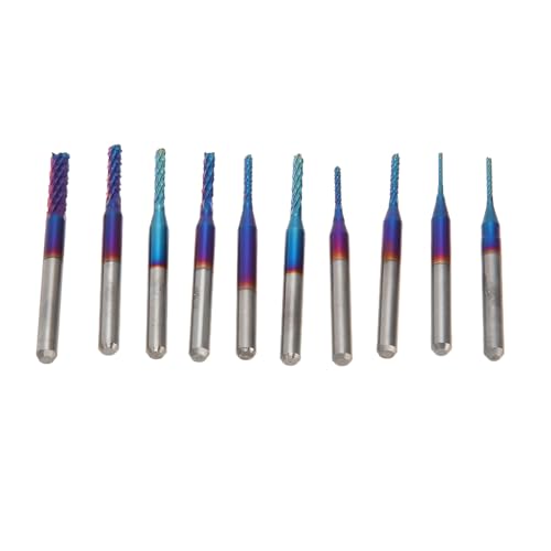 Airshi CNC-Fräser-Bits, Fräser-Bit-Set, 1/8-Zoll-Schaft, Nano-Blau-Beschichtung, Perfekt für das Schneiden von Superhartem Hartholz (0,8–3,0 mm) von Airshi
