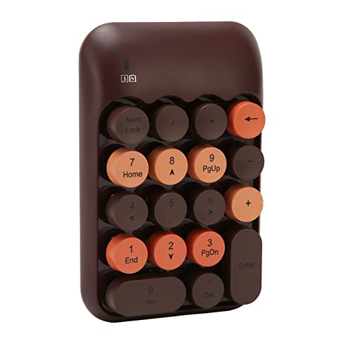 Airshi Einhand-Ziffernblock, Zahlentastatur Retro-Farbe 2,4 GHz mit USB-Empfänger für XP für Office für Win 8 für Win 11 (Kaffeefarbe) von Airshi