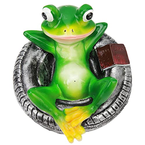 Airshi Froschfiguren aus Kunstharz, Pflegeleichte, Langlebige Schwimmende Froschstatue aus Kunstharz für den Teich (Frosch liegt auf Reifen) von Airshi