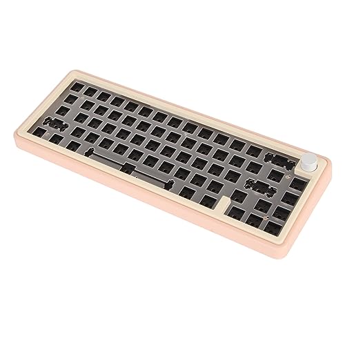 Airshi Mechanische Gaming-Tastatur, Typ C, Kabelgebunden, Hohe Härte, Kabellos, 2,4 G, Hot-Swap-fähig, CNC-Bearbeitung, DIY, DIY, Mechanisches Tastatur-Kit mit RGB für Zuhause für (Rosa) von Airshi