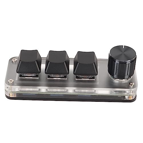 Airshi PC-Tastatur, USB-Tastatur mit 3 Tasten, Programmierbaren Benutzerdefinierten Funktionen, Typ-C-Kabelverbindung, Blauer Schalter für Computer (Schwarz) von Airshi