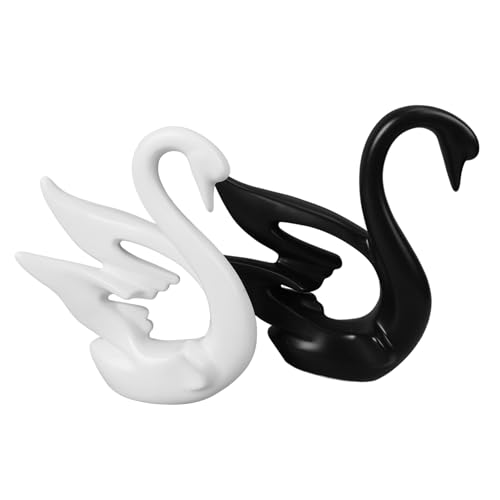 Airshi Schwan-Figur, Glättendes Schwarz-Weiß, 2 Stück, Schlichte, Elegante Schwan-Skulptur für den Schreibtisch Airshi Schwan-Figur, Glättendes Schwarz-Weiß, 2 Stück, Schlichte, Elegante Schwan-Skulptur für den Schreibtisch von Airshi