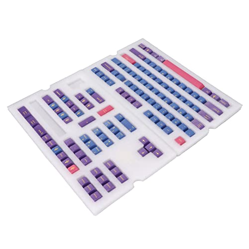 Airshi Tastenkappe für Mechanische Tastatur, 128 Tasten, PBT-Material, Ergonomisches Design, Englische Tastenkappen für Tastaturzubehör Als Geschenk für Universaltastatur (Iris) von Airshi