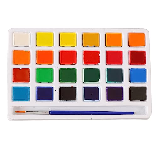 Aquarell-Pigment-Set, Aquarellfarbe, Schnell Trocknend, Hell, Lebendig, 24 Farben, Tragbare Größe, Hohe Sättigung, mit Pinsel für Kunstprojekte von Airshi