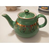 Vintage Hall China Grüne Teekanne Mit Deckel 6 Tasse Made in Usa von AirshipVintageCo