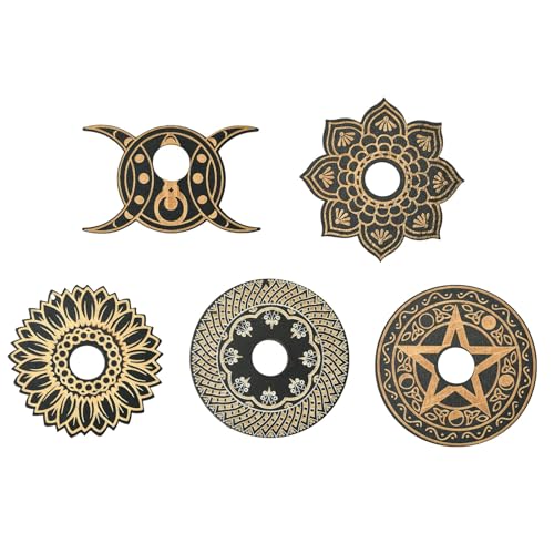 Airssory 10 Stück 5 Stile Mond Blume Form Holz Display Ständer Triple Moon Flat Round Star Lotus Floral Halter für DIY Kristall Kugel Ständer Home Decor von Airssory