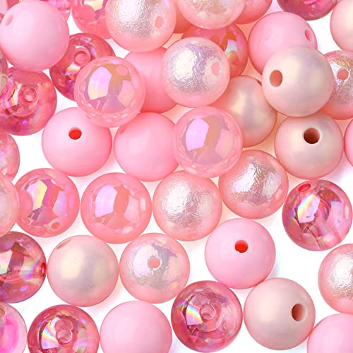 Airssory 100 Stück 15 mm rosa Thema Acryl große Kugel Gumball Perlen runde Kaugummiperlen für Halsketten, Armbänder, Schmuckherstellung von Airssory