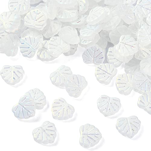 Airssory 100 Stück Milchglas-Charm-Perlen, Blatt-Kristallperlen, Abstandshalter für Kopfbedeckungen, Schmuckherstellung, 11 x 13 mm von Airssory
