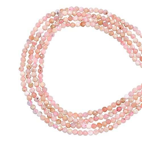 Airssory 320 Stück 2 mm natürliche echte rosa Opal-Perlen, Stränge, runde facettierte Edelsteine, Steine, Kristall, lose Perlen für Damen, Herren, Mädchen, Chakra-Perlen, Schmuckherstellung von Airssory