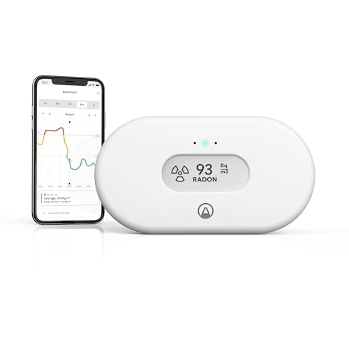 Airthings View Radon 2989 - Zuverlässiger Raumluftqualitäts-Messgerät für Radon, Temperatur und Feuchtigkeit mit WLAN-Verbindung, Hub-Funktionalität & Calm Tech Display von Airthings