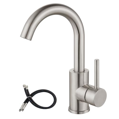 Airuida Bar Sink Faucet Single Hole Bathroom Kitchen Small RV Sink Faucet Single Handle Brushed Nickel Deck Mount SUS304 One Hole Mixer Tap 360 Degree Swivel Spout Lavatory Sink Faucet von Airuida