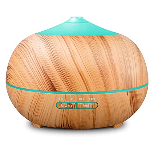 Ätherische Öle Diffuser Aroma Luftbefeuchter: 400ml Ultraschall Duft Raumbefeuchter Elektrisch Duftlampe Aromatherapie Vernebler Holz Luft Diffusor mit LED & Timer für Schlafzimmer Wohnung Büro Yoga von HAPPTWS