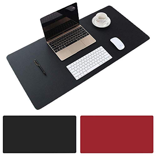 Schreibtischunterlage Multifunktionale Mauspad, 35,4x15,75 Zoll Rutschfeste Pu-leder Schreibtisch-maus-matte Wasserdichte Schreibtisch Pad Office/Home (Schwarz + Rot) von Aisakoc