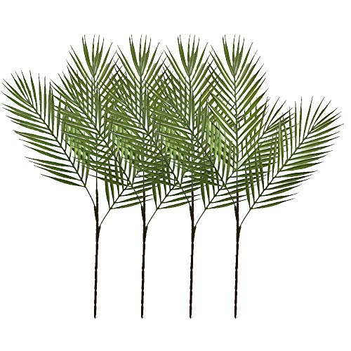 Aisamco 4er Pack Künstliche Tropische Palmblattbusch Künstliche Pflanze mit 3 Blättern aus grünem Kunststoff Areca Palmenpflanze 68 cm hoch für tropisches Grün Akzent Blumenarrangement von Aisamco