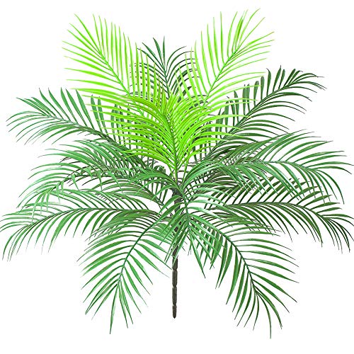 Aisamco Künstliche Tropische Palmblattbusch Künstliche Pflanze in Grün 1 Stück Kunststoff Areca Palm Plant 15 Blätter 63 cm groß für tropisches Grün Akzent Blumenarrangement von Aisamco