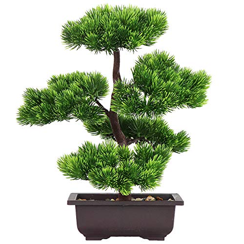 Aisamco Künstlicher Bonsai-Baum Gefälschte Pflanzendekoration Künstliche Zimmerpflanzen in Töpfen Japanische Bonsai-Kiefernpflanze 33 cm hoch für die Hauptdekoration als Desktop-Display von Aisamco