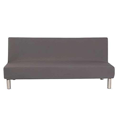 Aisaving Einfarbig Armlose Sofabettüberzug Polyester Spandex Stretch Futon Schutzhülle Protector 3-Sitzer elastisch vollklappbar Couch Sofa Shield für Klappcouch ohne Armlehnen (Grau) von Aisaving