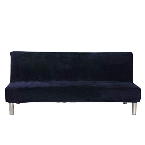Sofa-Schonbezug aus Samt und Plüsch, 3-Sitzer, für den Winter, dicker Stretchstoff, Sofabettbezug, einfarbig, rutschfest, elastisch, passt auf Klappsofa ohne Armlehnen dunkelblau von Aisaving