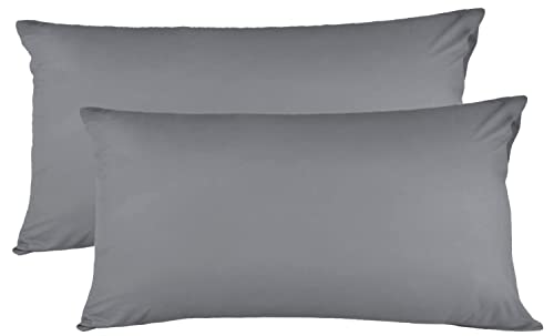 Kissenbezug 40 x 80 cm, Kissenhülle Doppelpack Uni Anthrazit, Superweicher Kopfkissenbezug Pillowcase, [2er Set] Kissenbezüge100% Baumwolle mit Reißverschluss von Aisawate