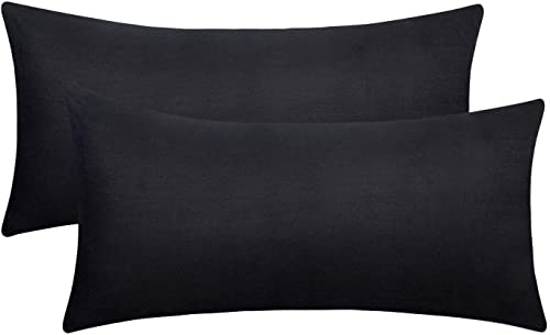 2er Set Kissenbezug 40 x 80 cm - 500TC 100% Baumwolle Superweicher Kopfkissenbezug Kissenhülle - Schwarz Kissenbezüge mit Reißverschluss Pillowcase von Aisawate