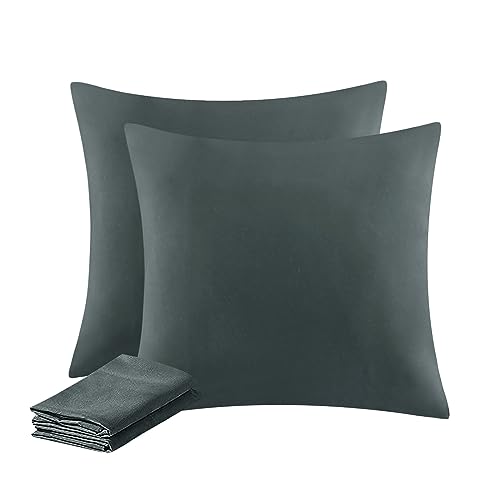 Aisbo Kissenbezug 50x50 2er Set - Kissenhülle Kopfkissenbezug 50 x 50 Anthrazit mit Reißverschluss aus Mikrofaser Weich, 50x50cm Pillow Cover von Aisbo