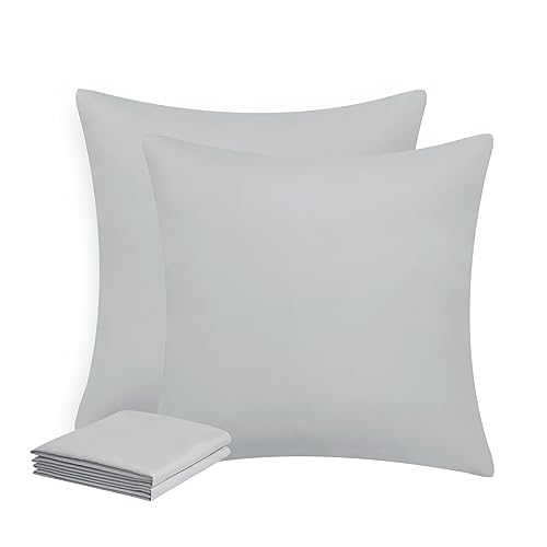 Aisbo Kissenbezug 50x50 2er Set - Kissenhülle Kopfkissenbezug 50 x 50 Hellgrau mit Reißverschluss aus Mikrofaser Weich, 50x50cm Pillow Cover von Aisbo